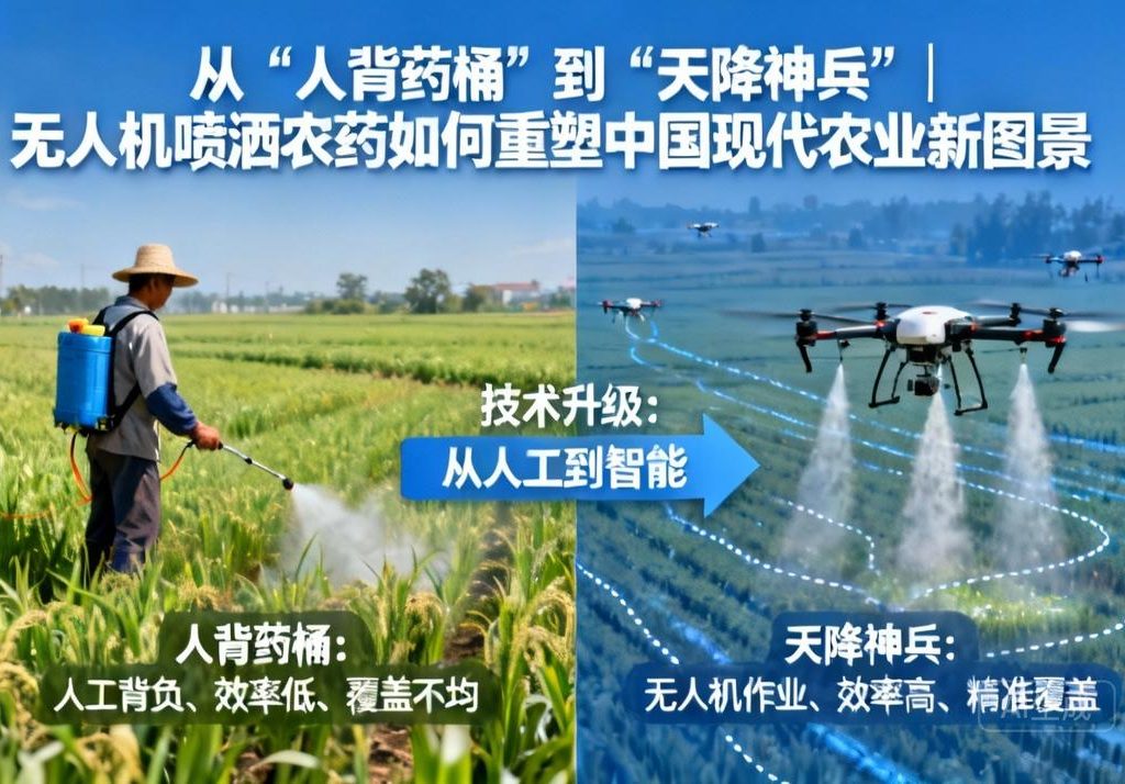 从“人背药桶”到“天降神兵”|无人机喷洒农药如何重塑中国现代农业新图景