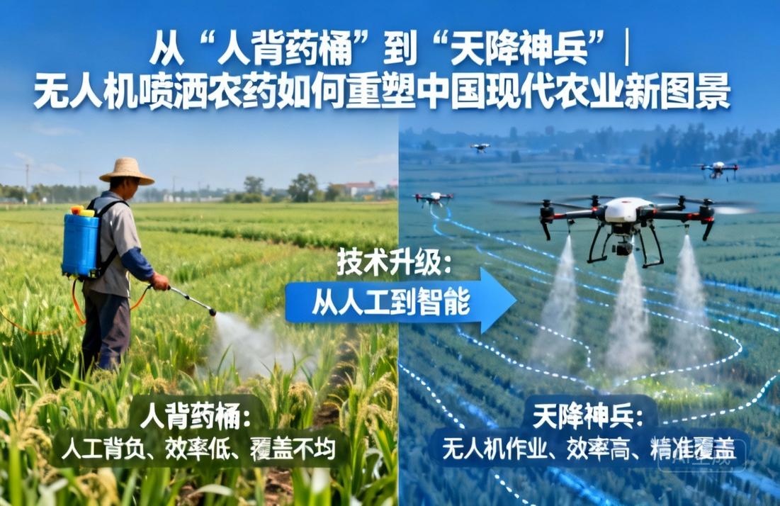 从“人背药桶”到“天降神兵”|无人机喷洒农药如何重塑中国现代农业新图景