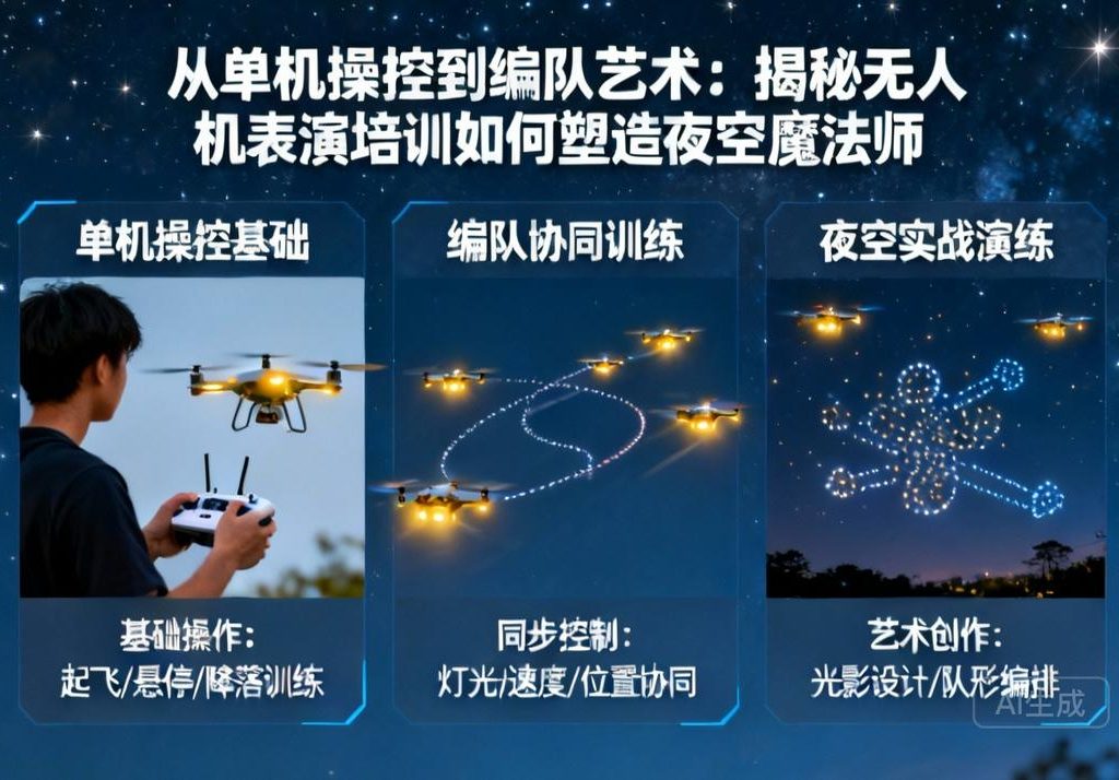 从单机操控到编队艺术|揭秘无人机表演培训如何塑造夜空魔法师