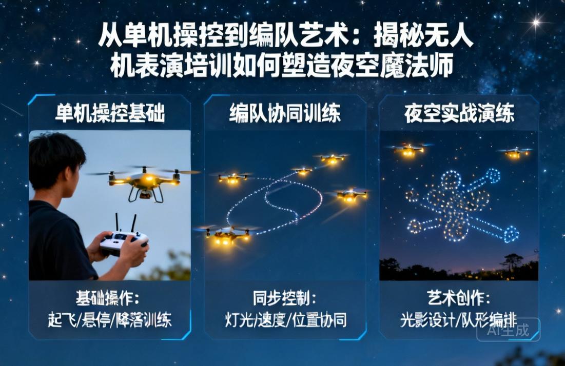 从单机操控到编队艺术|揭秘无人机表演培训如何塑造夜空魔法师