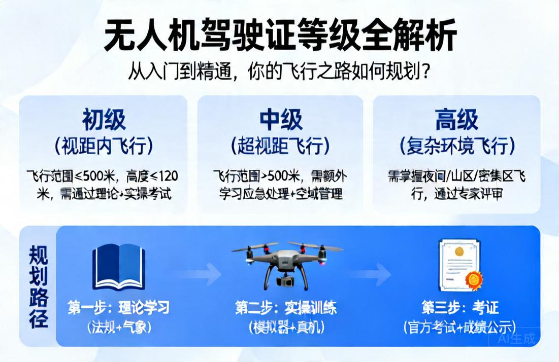 无人机驾驶证等级全解析|从入门到精通，你的飞行之路如何规划？