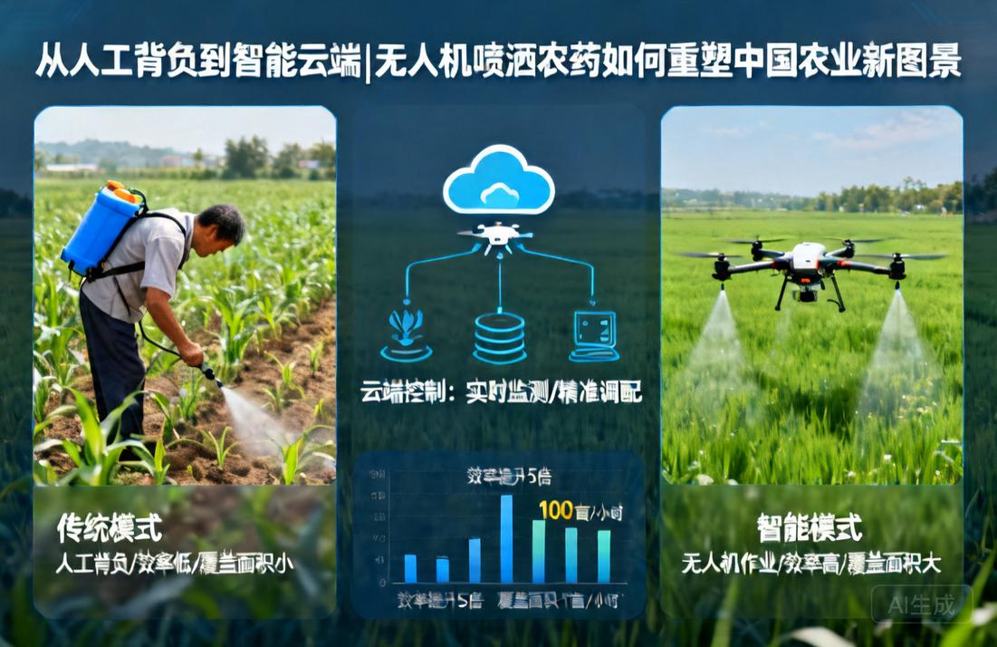 从人工背负到智能云端|无人机喷洒农药如何重塑中国农业新图景