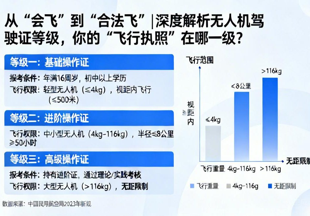 从“会飞”到“合法飞”|深度解析无人机驾驶证等级，你的“飞行执照”在哪一级？