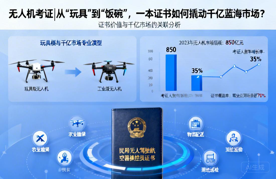 无人机考证|从“玩具”到“饭碗”，一本证书如何撬动千亿蓝海市场？
